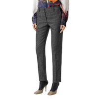 Pantalon tailleur 7/8 en tweed de laine et cachemire - Camaïeu noir