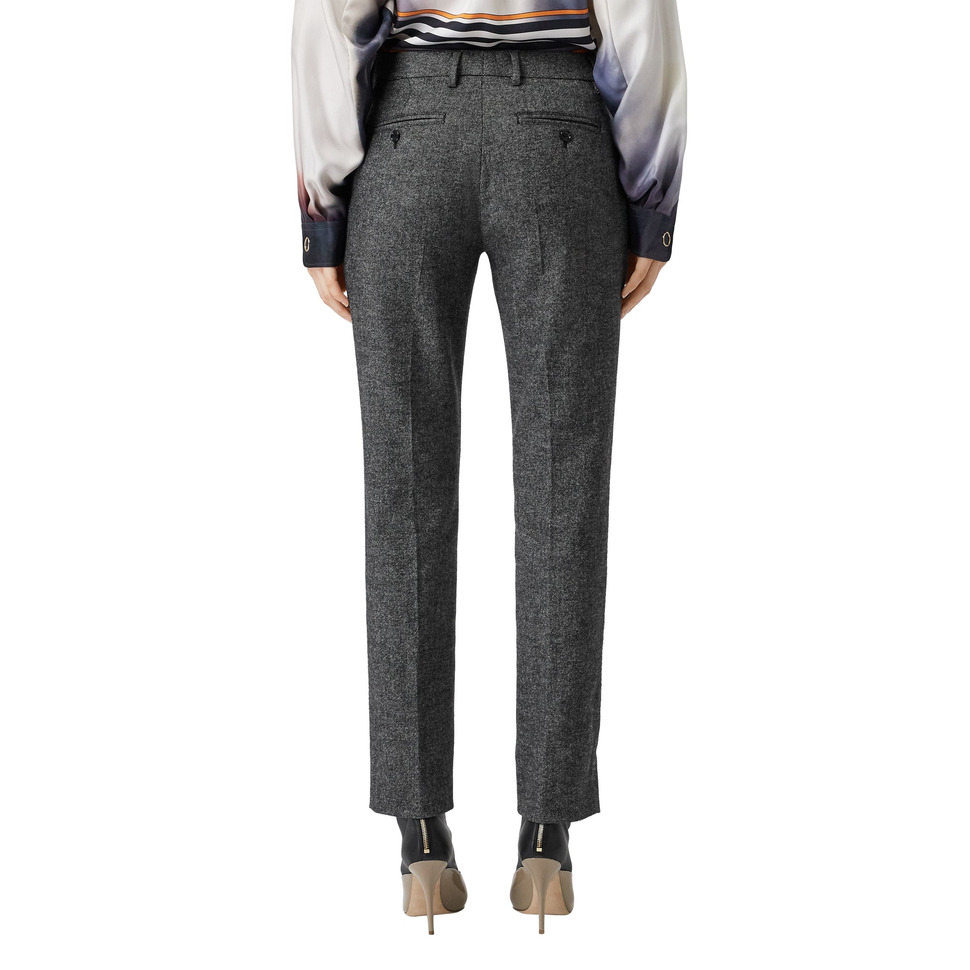 Pantalon tailleur 7/8 en tweed de laine et cachemire - Camaïeu Noir