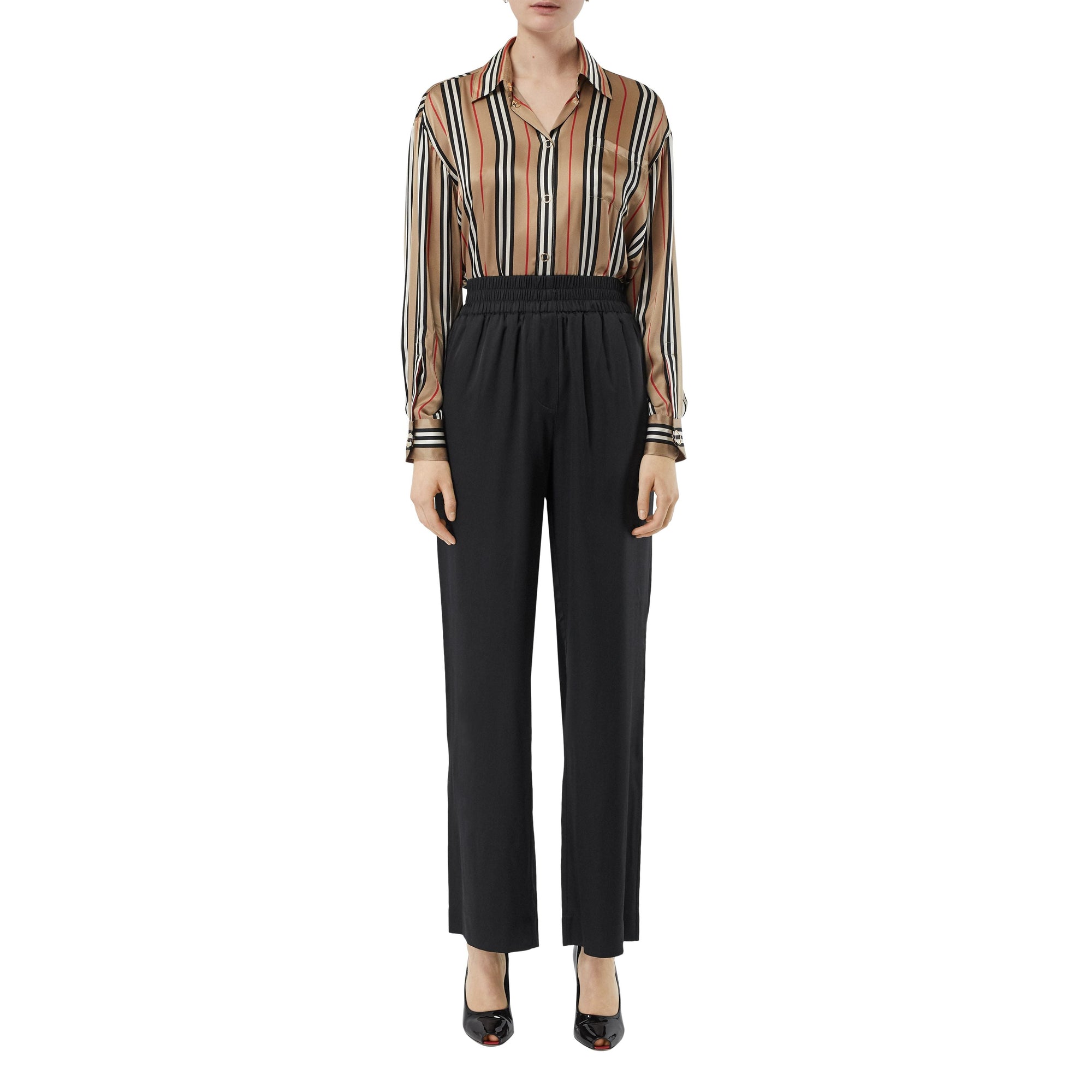 BLACK Pantalon en satin de soie