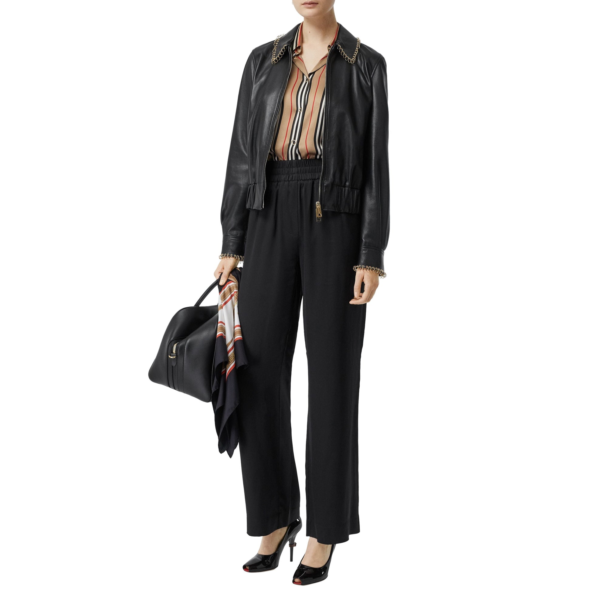 BLACK Pantalon en satin de soie