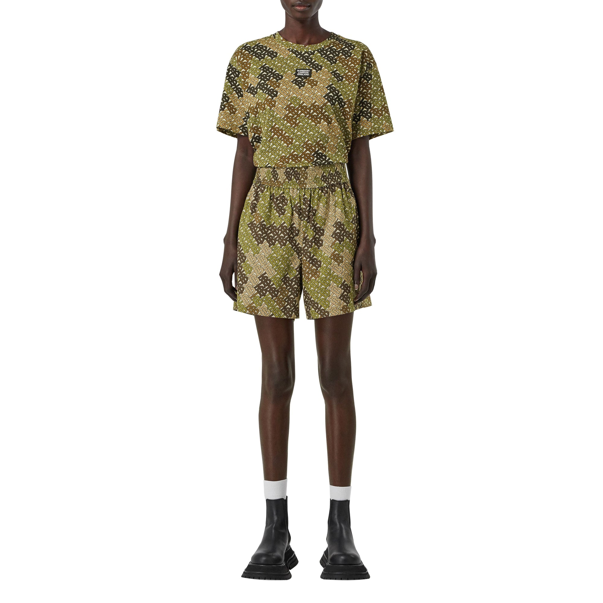 Short en popeline de coton monogram - Vert kaki