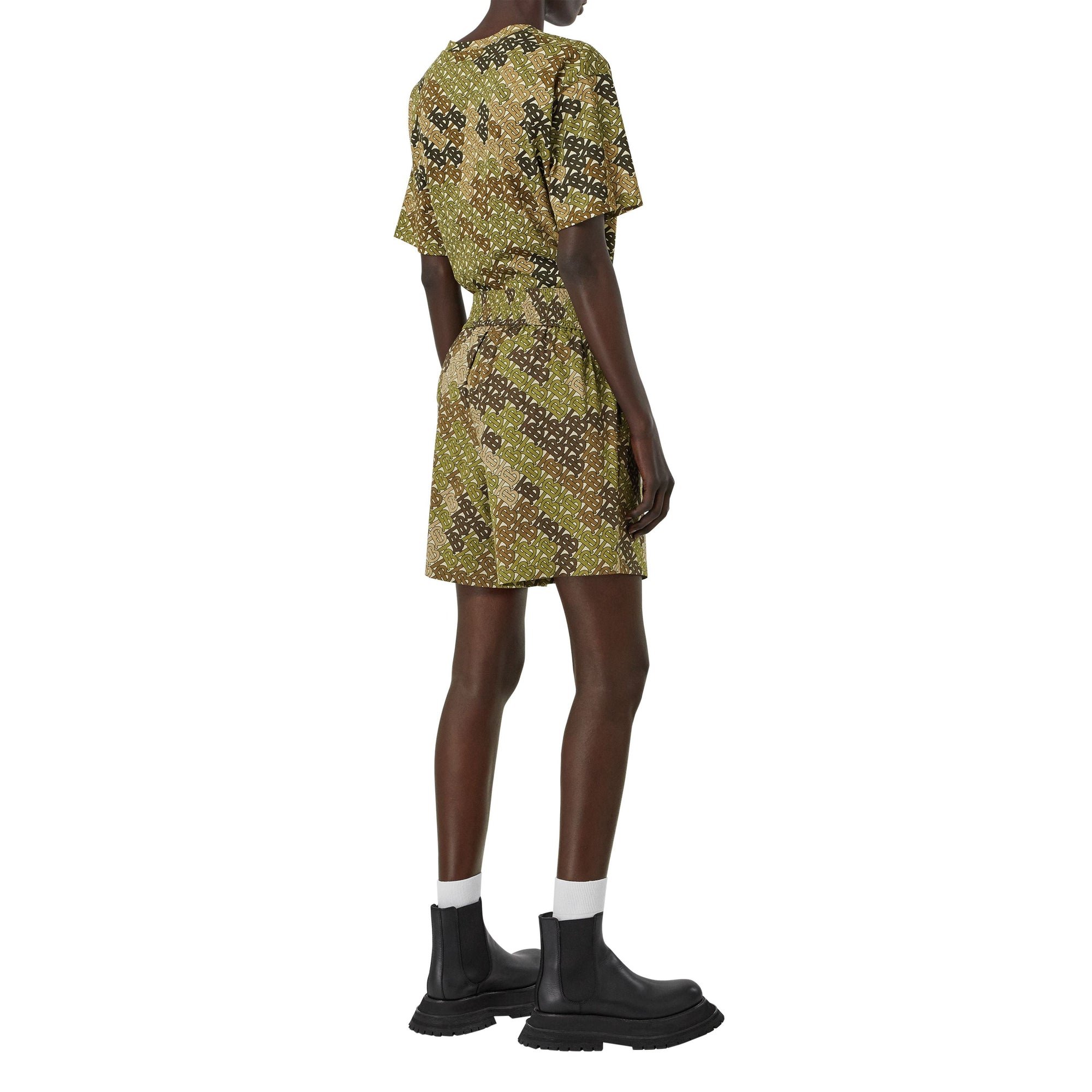 Short en popeline de coton monogram - Vert kaki
