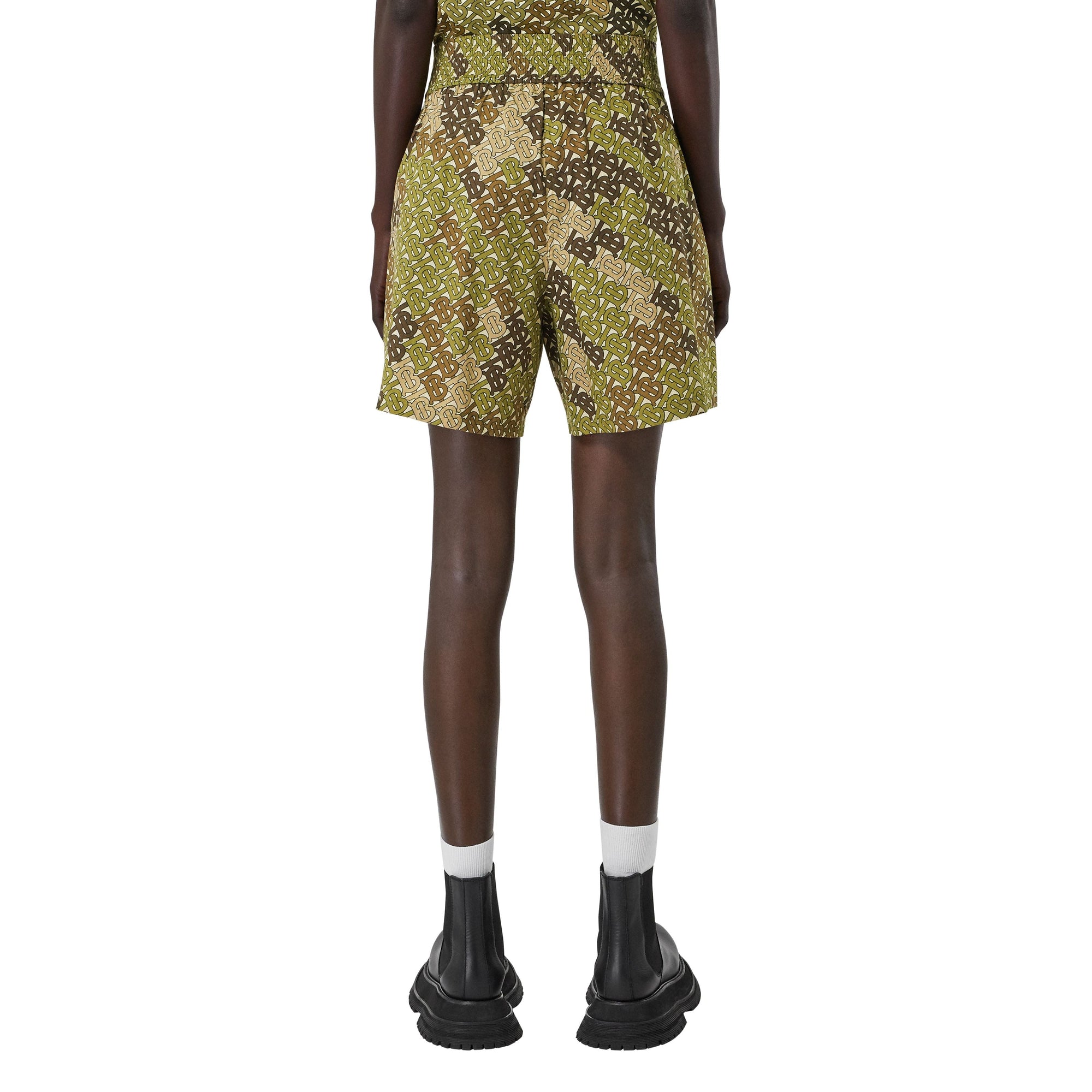 Short en popeline de coton monogram - Vert kaki