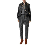 Pantalon tailleur en tweed de laine et cachemire avec ceinture - Camaïeu noir