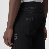 Jean droit en denim japonais avec logo - Noir