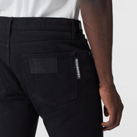 Jean droit en denim japonais avec logo - Noir