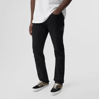 Jean droit en denim japonais avec logo - Noir