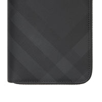 DARK CHARCOAL Portefeuille zippé en cuir et London check