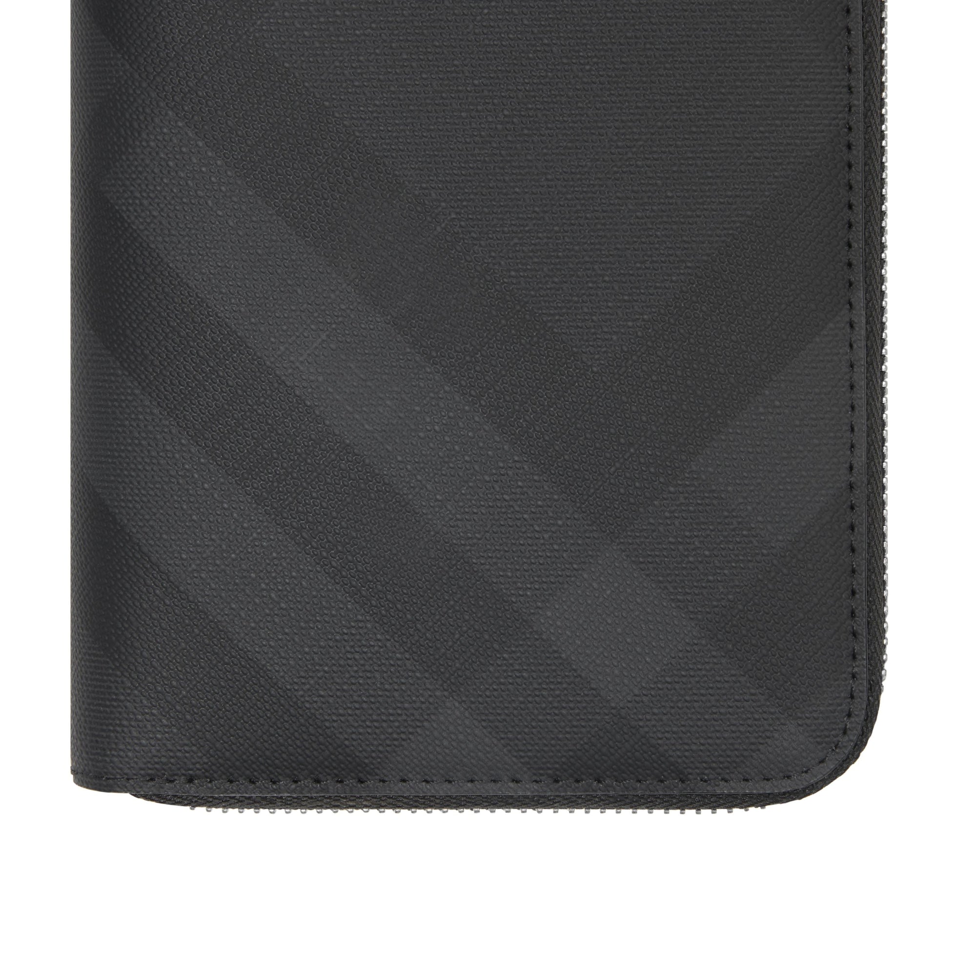DARK CHARCOAL Portefeuille zippé en cuir et London check