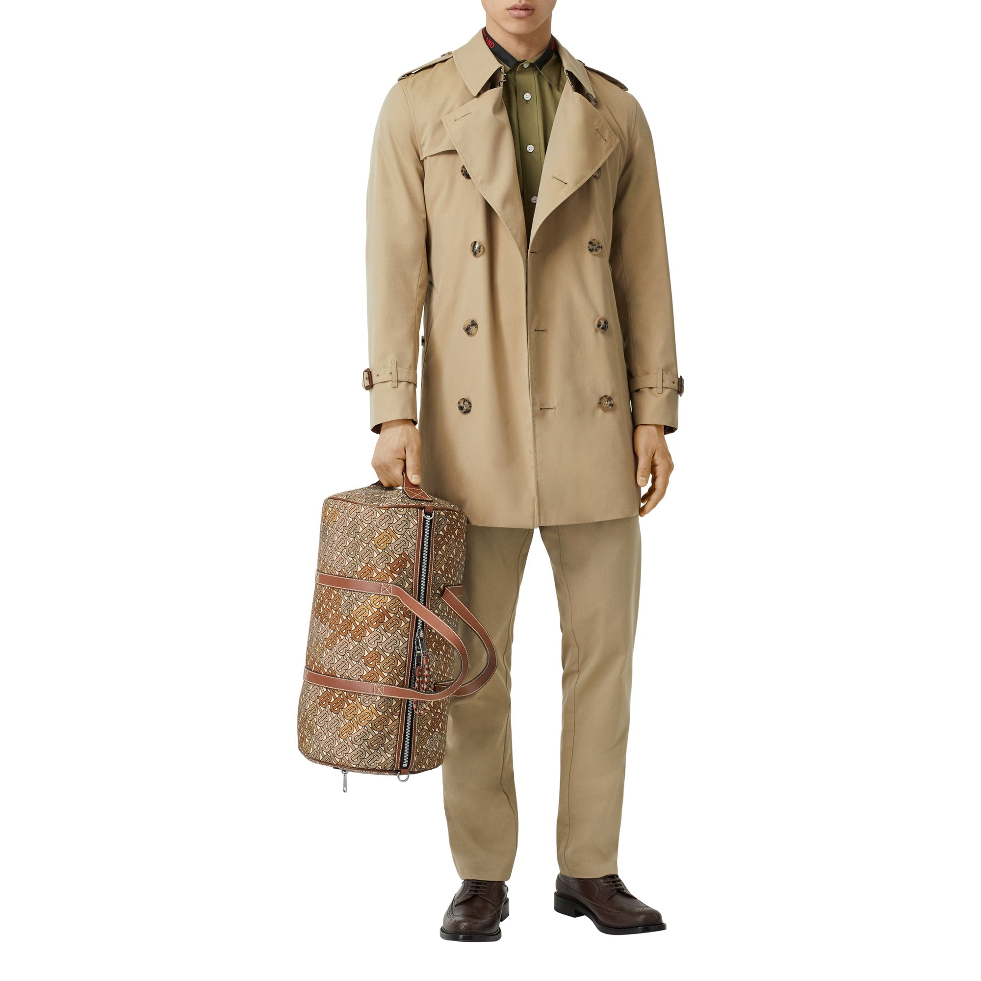 CAMO BROWN Sac polochon en nylon et cuir Monogram