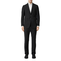 Veste de costume slim en laine avec boutons pression - Noir