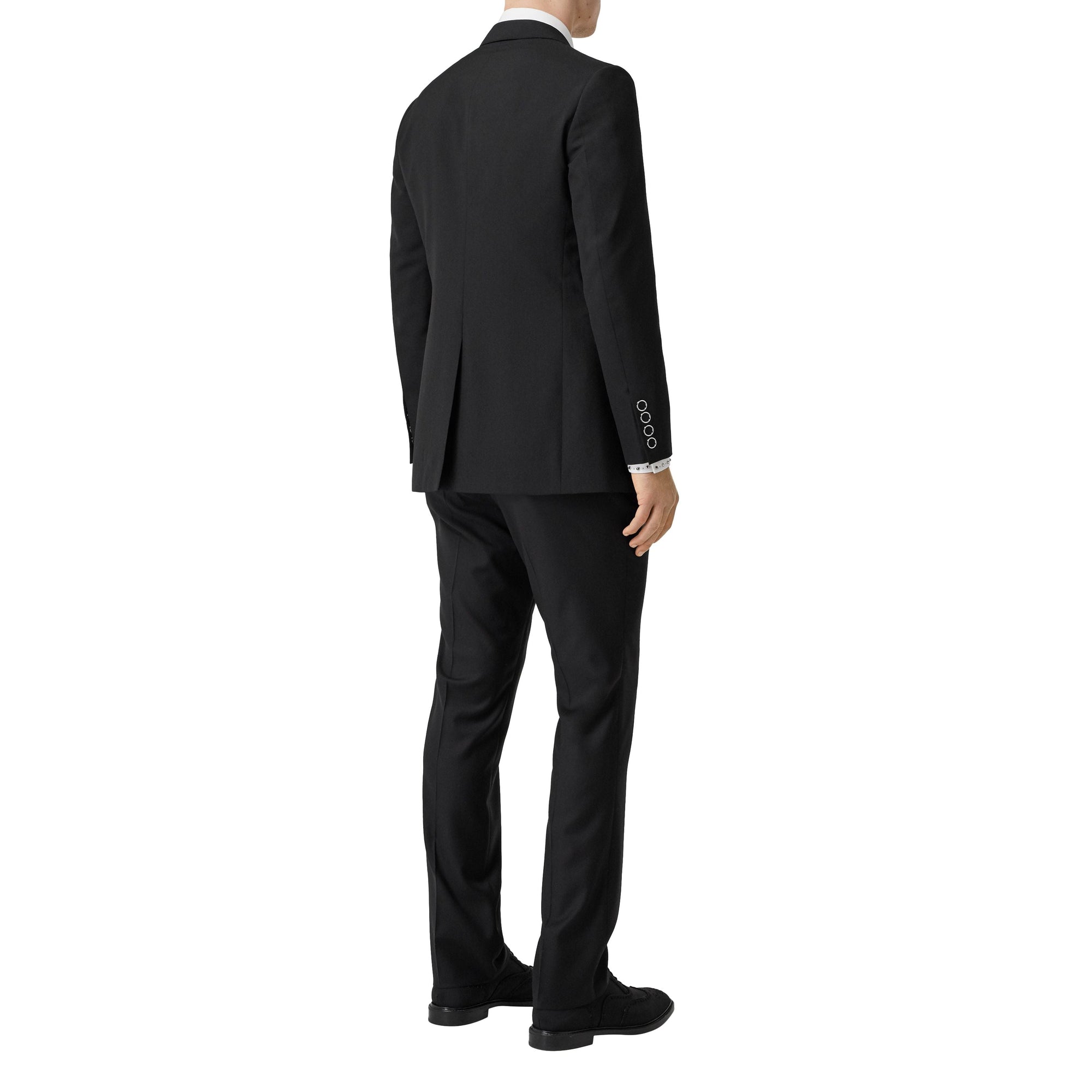 Veste de costume slim en laine avec boutons pression - Noir