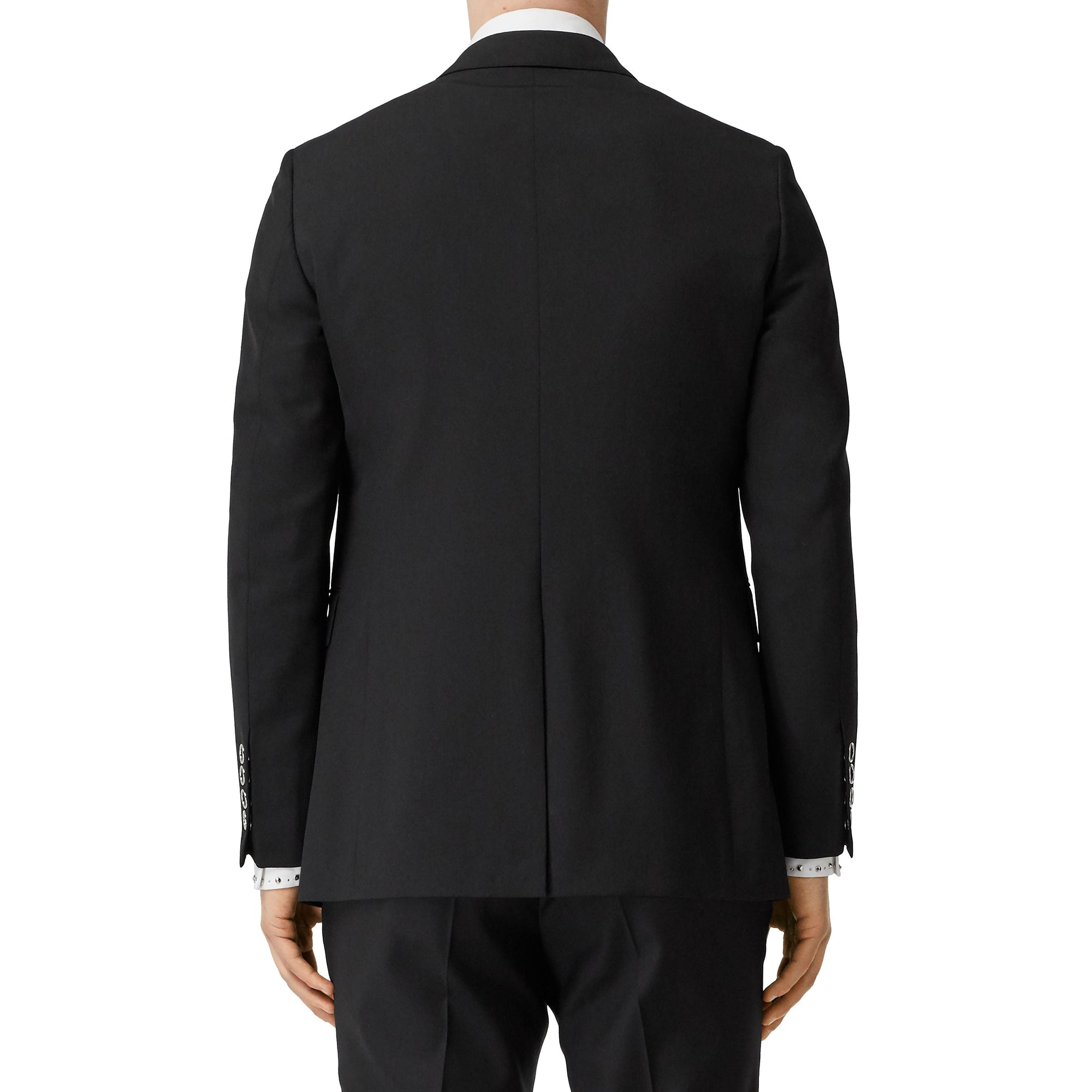 Veste de costume slim en laine avec boutons pression - Noir