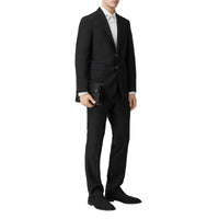 Veste de costume slim en laine avec boutons pression - Noir