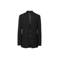 Veste de costume slim en laine avec boutons pression - Noir