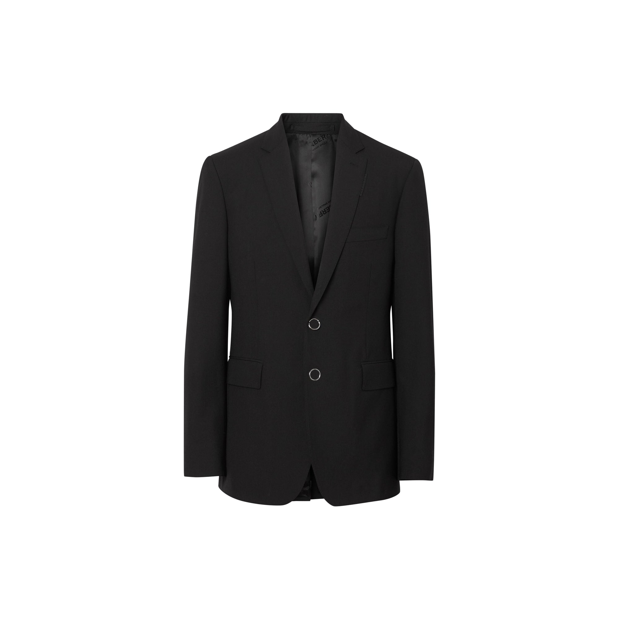 Veste de costume slim en laine avec boutons pression - Noir