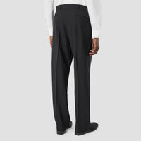 Pantalon de costume ample en jacquard de laine graphique - Noir