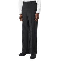 Pantalon de costume ample en jacquard de laine graphique - Noir