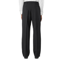 Pantalon de costume ample en jacquard de laine graphique - Noir