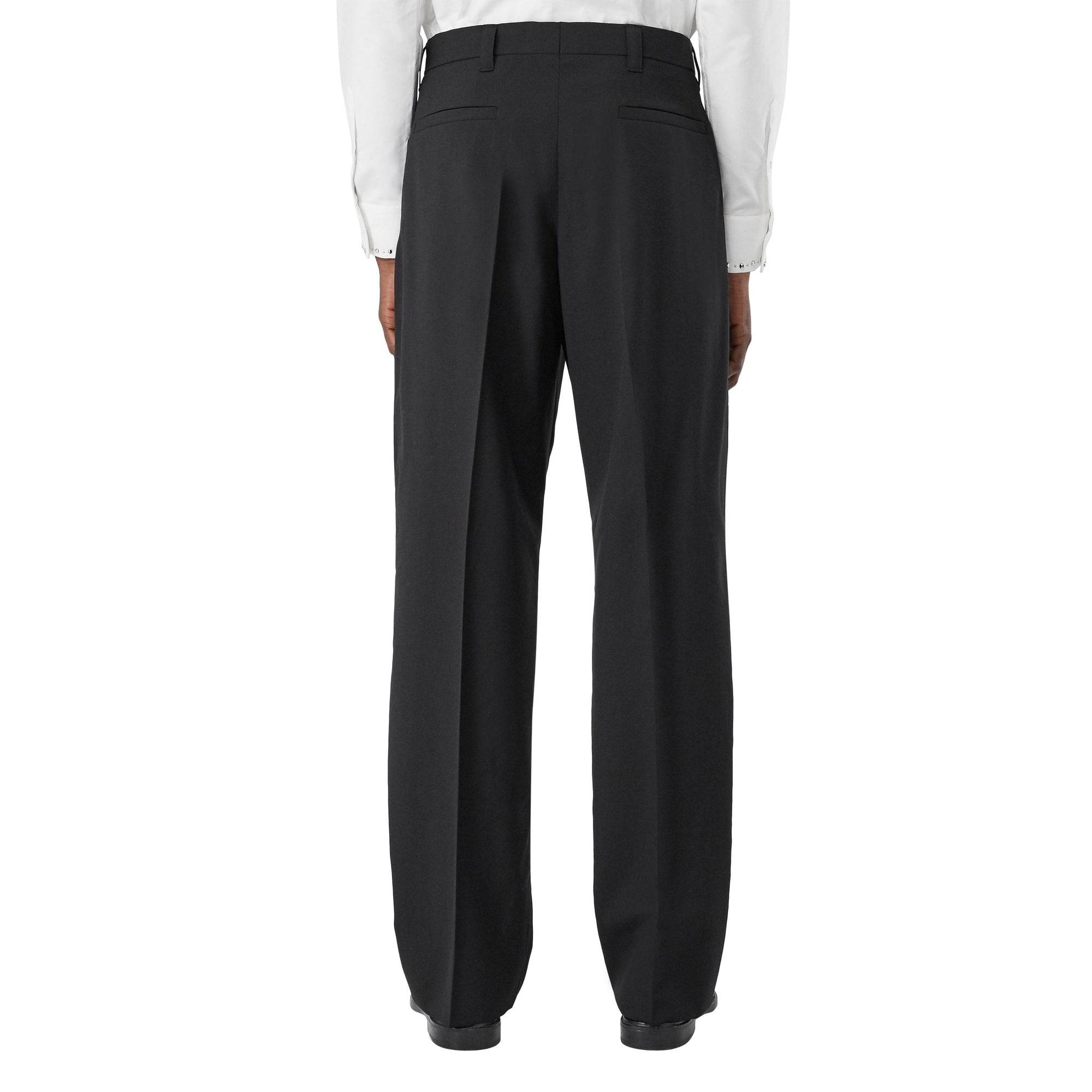 Pantalon de costume ample en jacquard de laine graphique - Noir