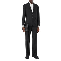 Pantalon de costume ample en jacquard de laine graphique - Noir