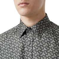 Chemise classique en sergé de soie monogram - Gris moyen