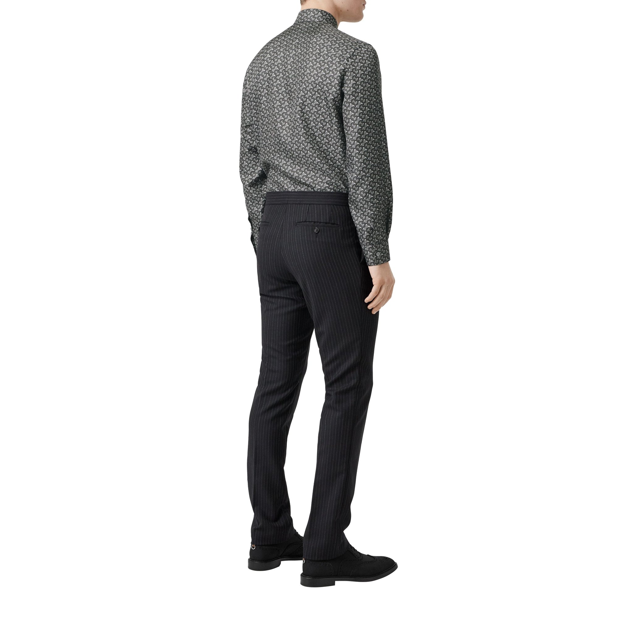Chemise classique en sergé de soie monogram - Gris moyen