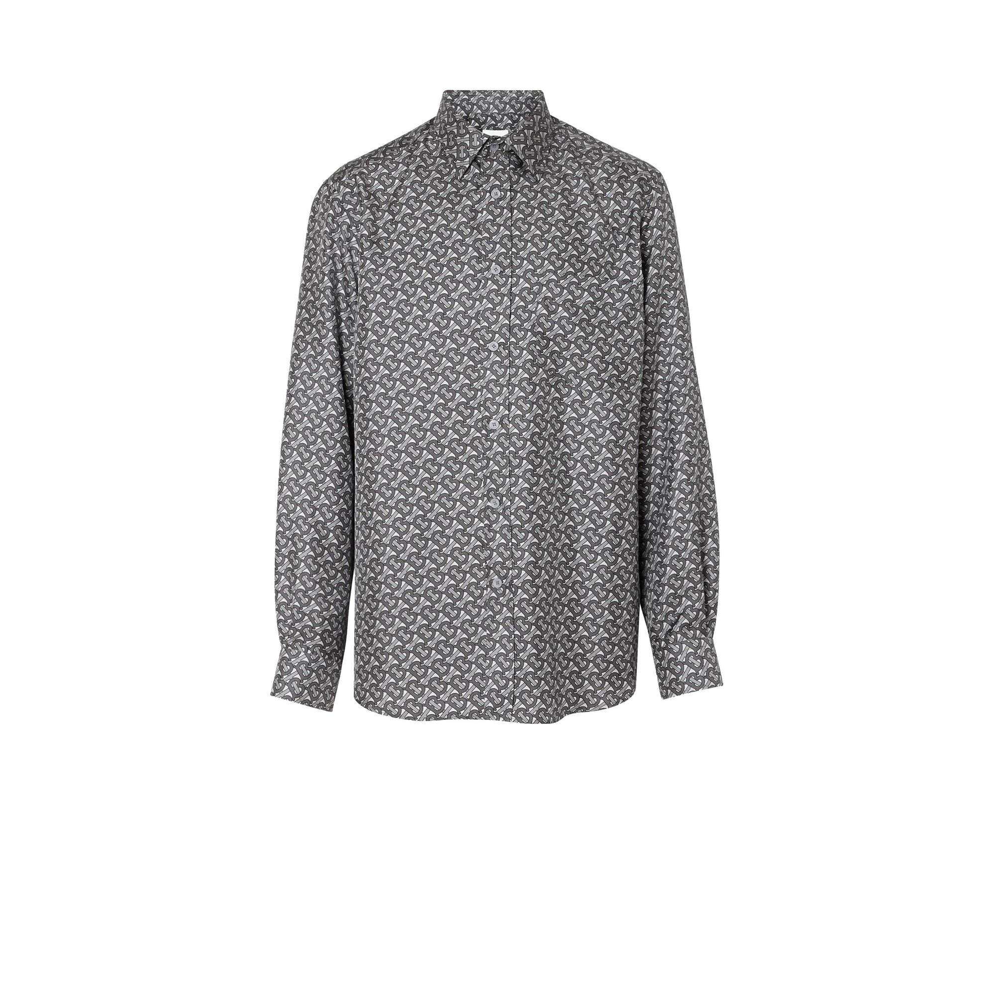 Chemise classique en sergé de soie monogram - Gris moyen