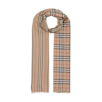 ARCHIVE BEIGE Écharpe en laine et soie avec rayures iconiques et Vintage check