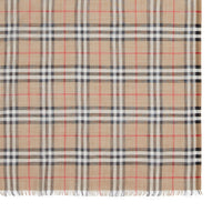 Maxi écharpe en laine et soie avec rayures iconiques et vintage check - Beige d'archive