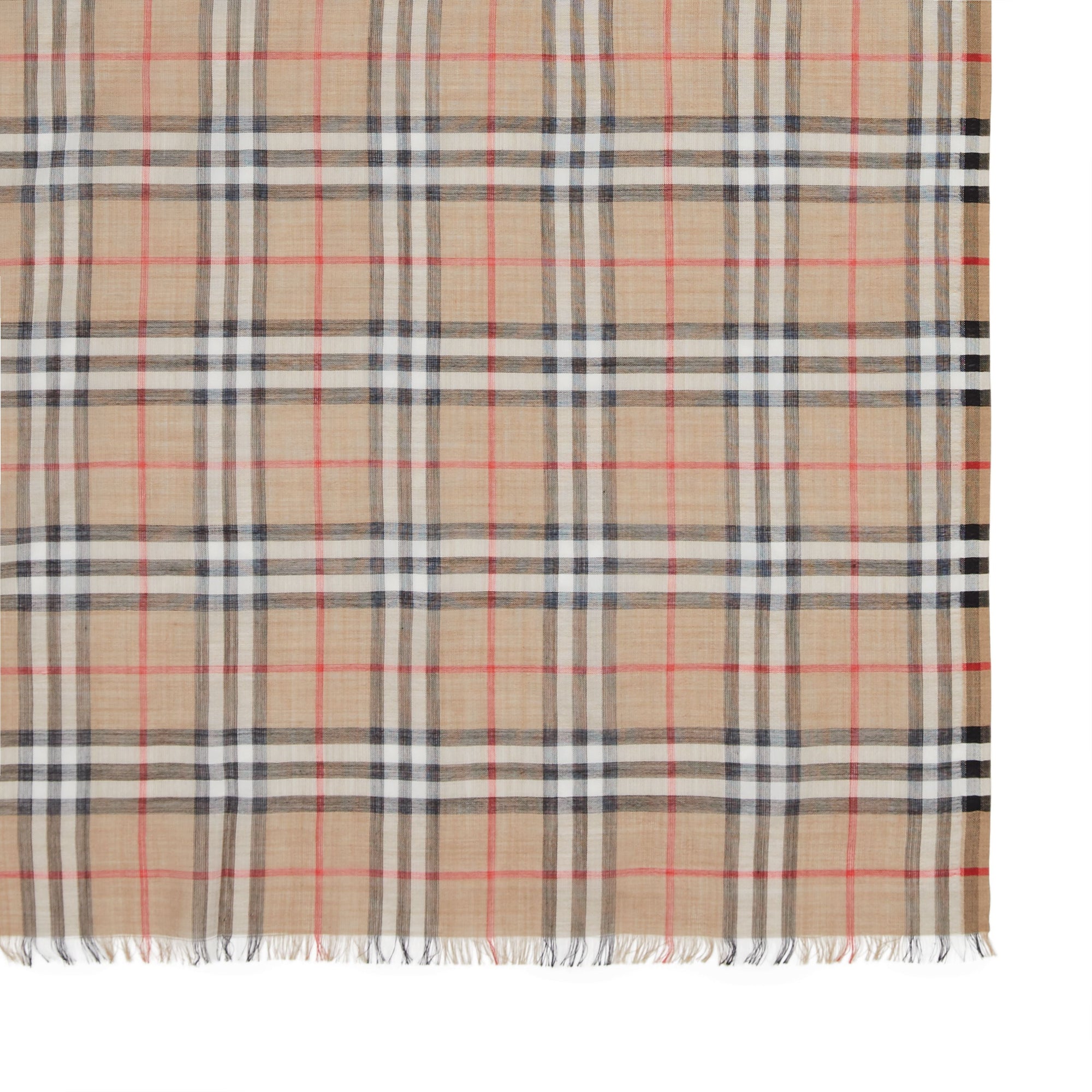 ARCHIVE BEIGE Écharpe en laine et soie avec rayures iconiques et Vintage check