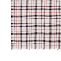 Maxi écharpe en laine et soie avec rayures iconiques et vintage check - Rose albâtre