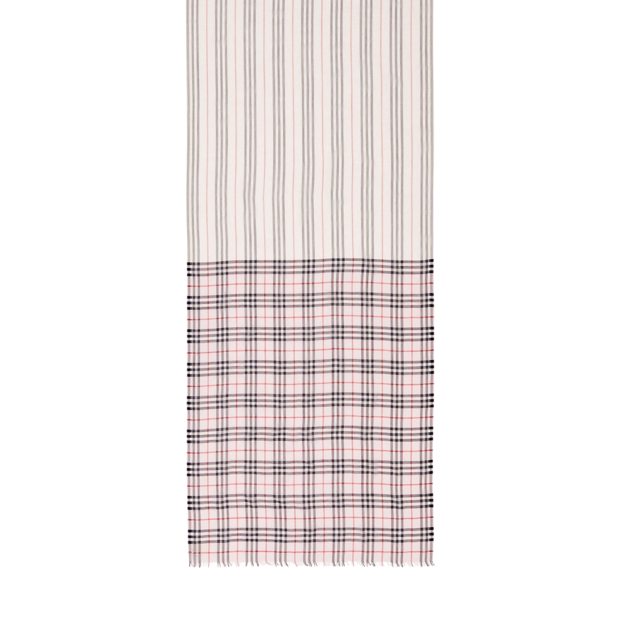 Maxi écharpe en laine et soie avec rayures iconiques et vintage check - Rose albâtre