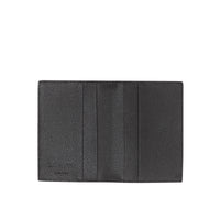 Porte-cartes à rabat en cuir grainé - Noir