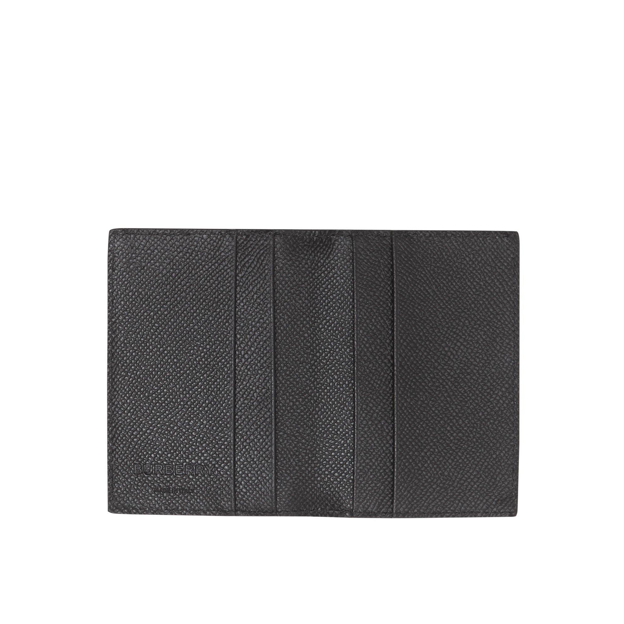Porte-cartes à rabat en cuir grainé - Noir