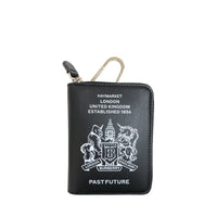 Portefeuille zippé pour passeport avec clip - Noir
