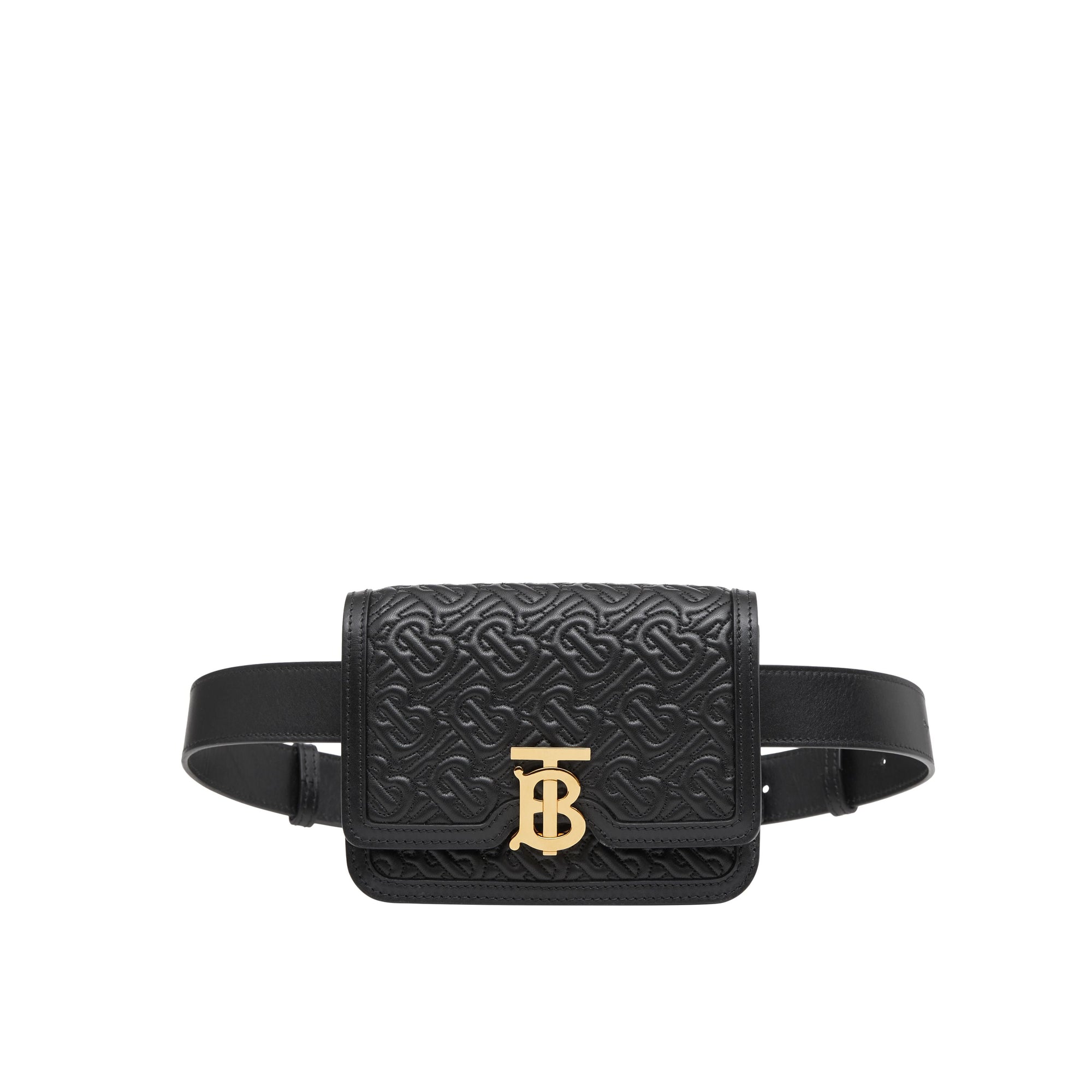 BLACK Sac TB ceinturé en cuir d'agneau Monogram matelassé