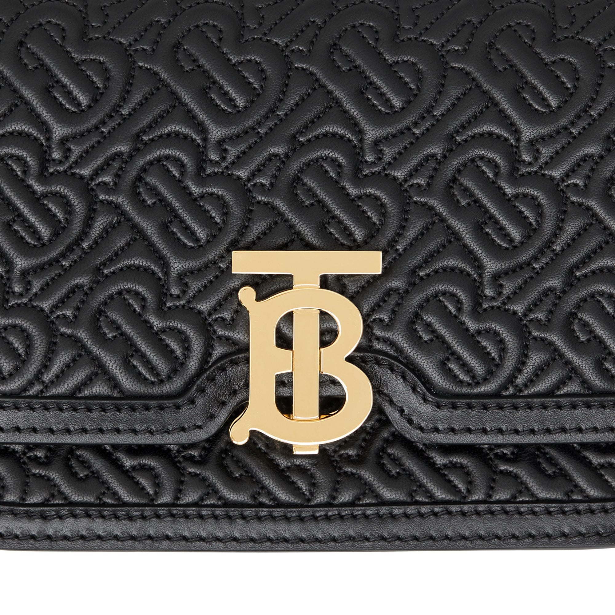 BLACK Sac TB ceinturé en cuir d'agneau Monogram matelassé