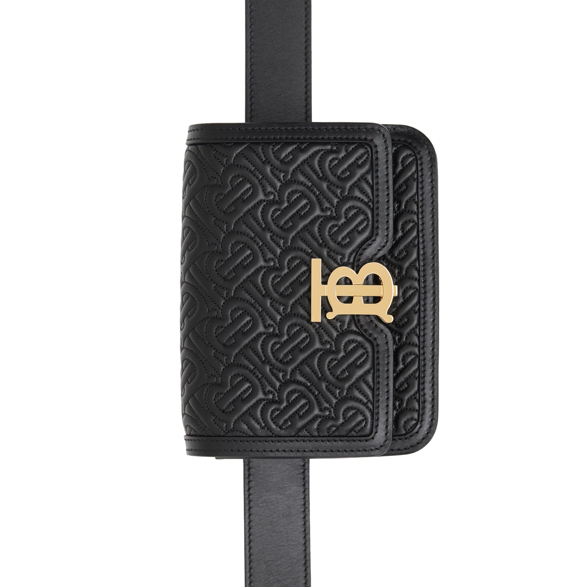 BLACK Sac TB ceinturé en cuir d'agneau Monogram matelassé