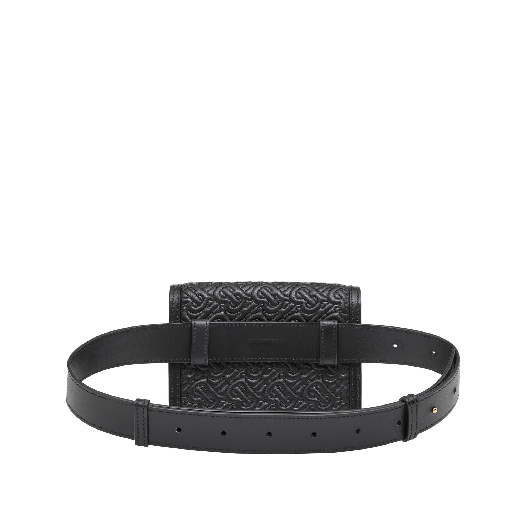 BLACK Sac TB ceinturé en cuir d'agneau Monogram matelassé