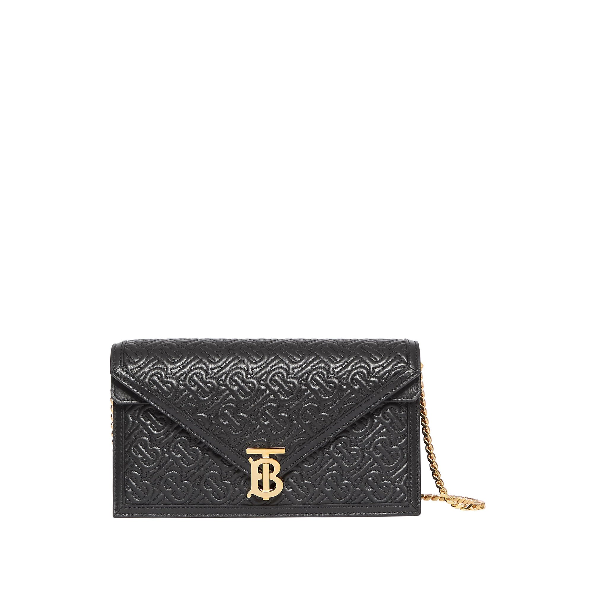 Petite clutch enveloppe Monogram TB matelassé - Noir