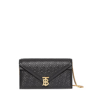 Petite clutch enveloppe monogram TB matelassé - Noir
