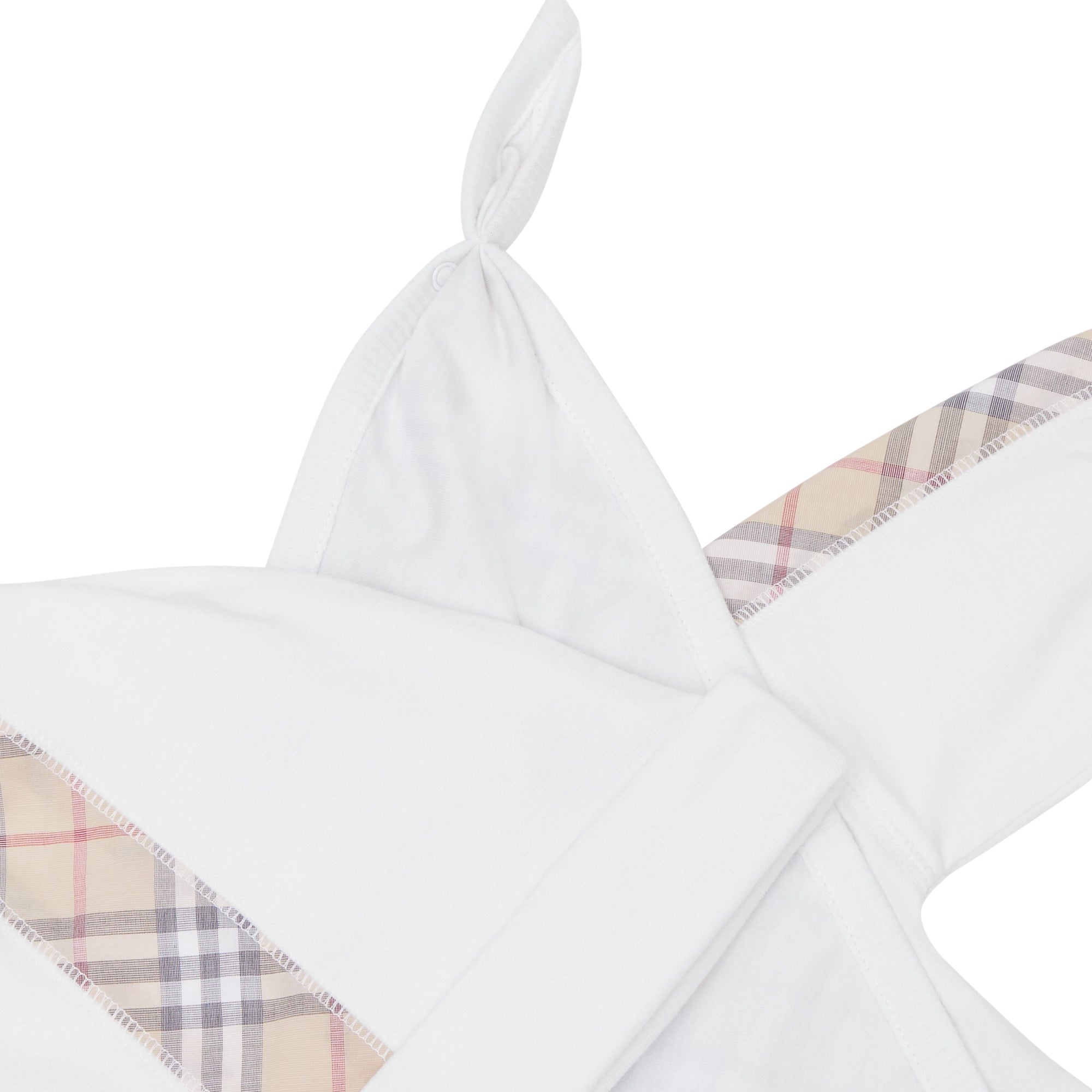 Coffret cadeau trois pièces en coton check pour bébé - Blanc