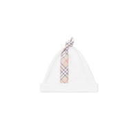 Coffret cadeau trois pièces en coton check pour bébé - Blanc