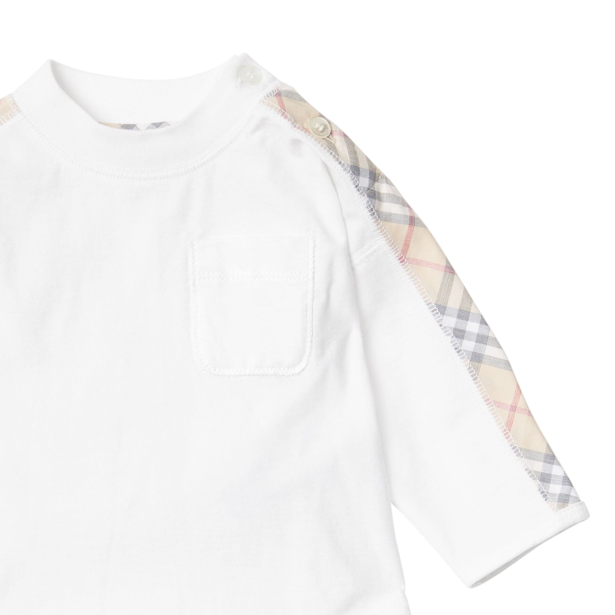 WHITE Coffret cadeau trois pièces en coton check pour bébé