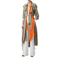 ORANGE Grand carré de soie et laine en jacquard Monogram