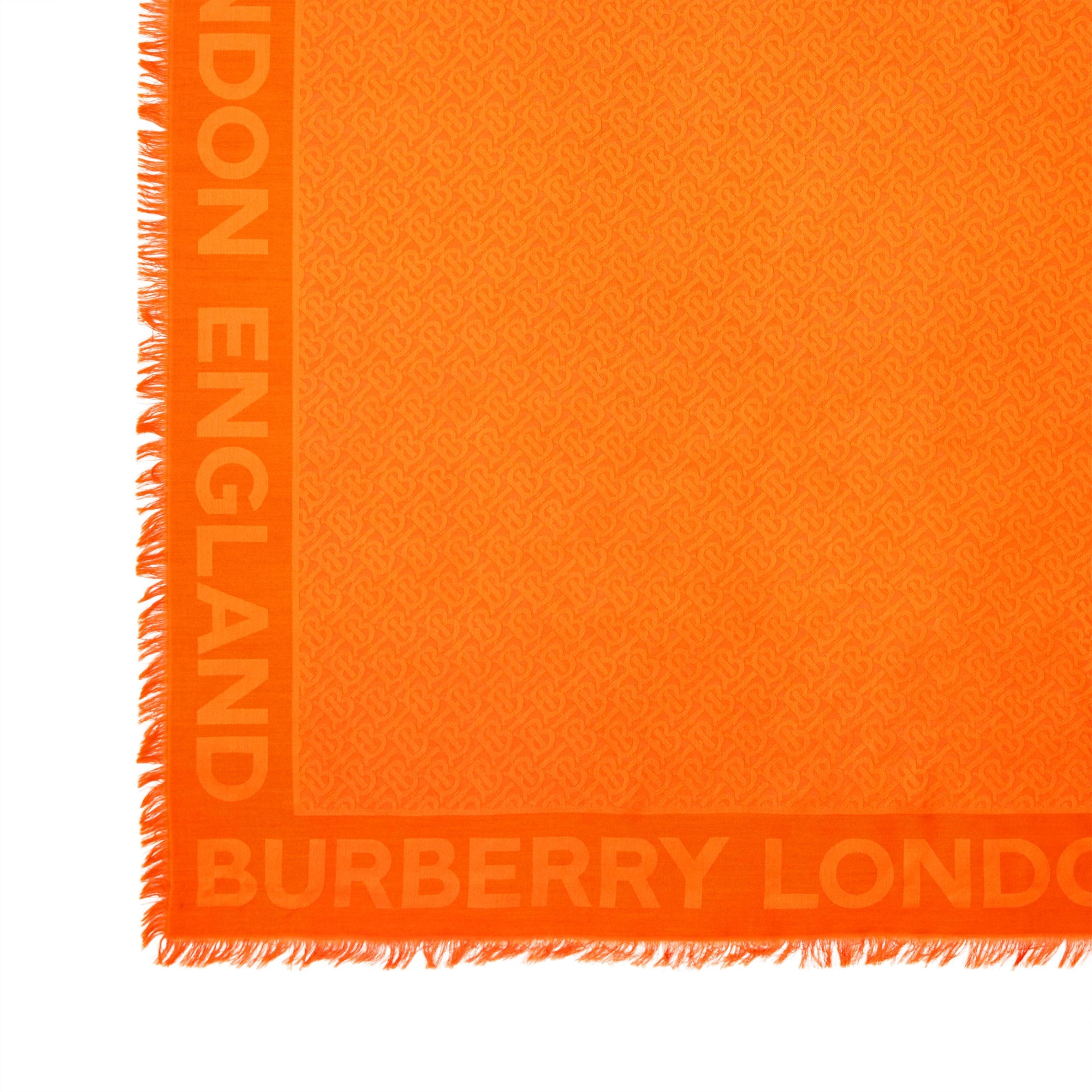 ORANGE Grand carré de soie et laine en jacquard Monogram