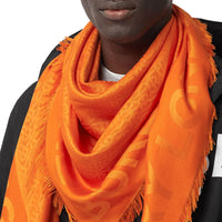 ORANGE Grand carré de soie et laine en jacquard Monogram