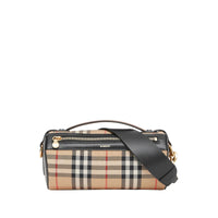 Sac The Barrel en coton Vintage check et cuir - Beige d'Archive & Noir