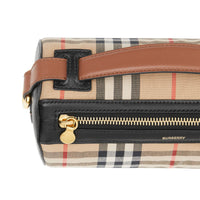 Sac The Barrel en coton Vintage check et cuir - Beige d'Archive & Noir
